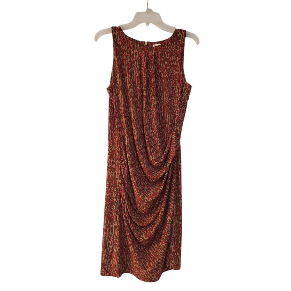 Michael Kors‎ Womens Faux Wrap Sheath Dress Sleeveless Crew Neck Animal Print